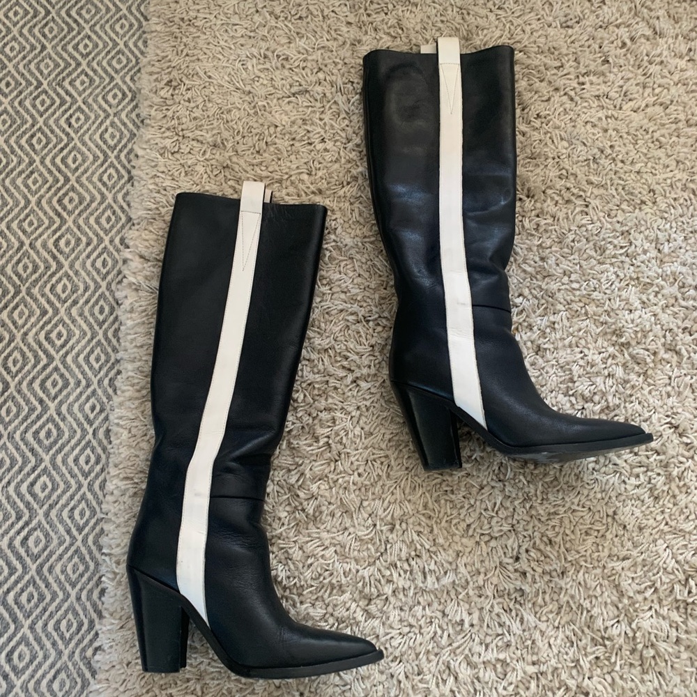 Sigerson Morrison Kaethe Black & White Knee High Boots 36 (EU) 6 (US) - Picture 3 of 5